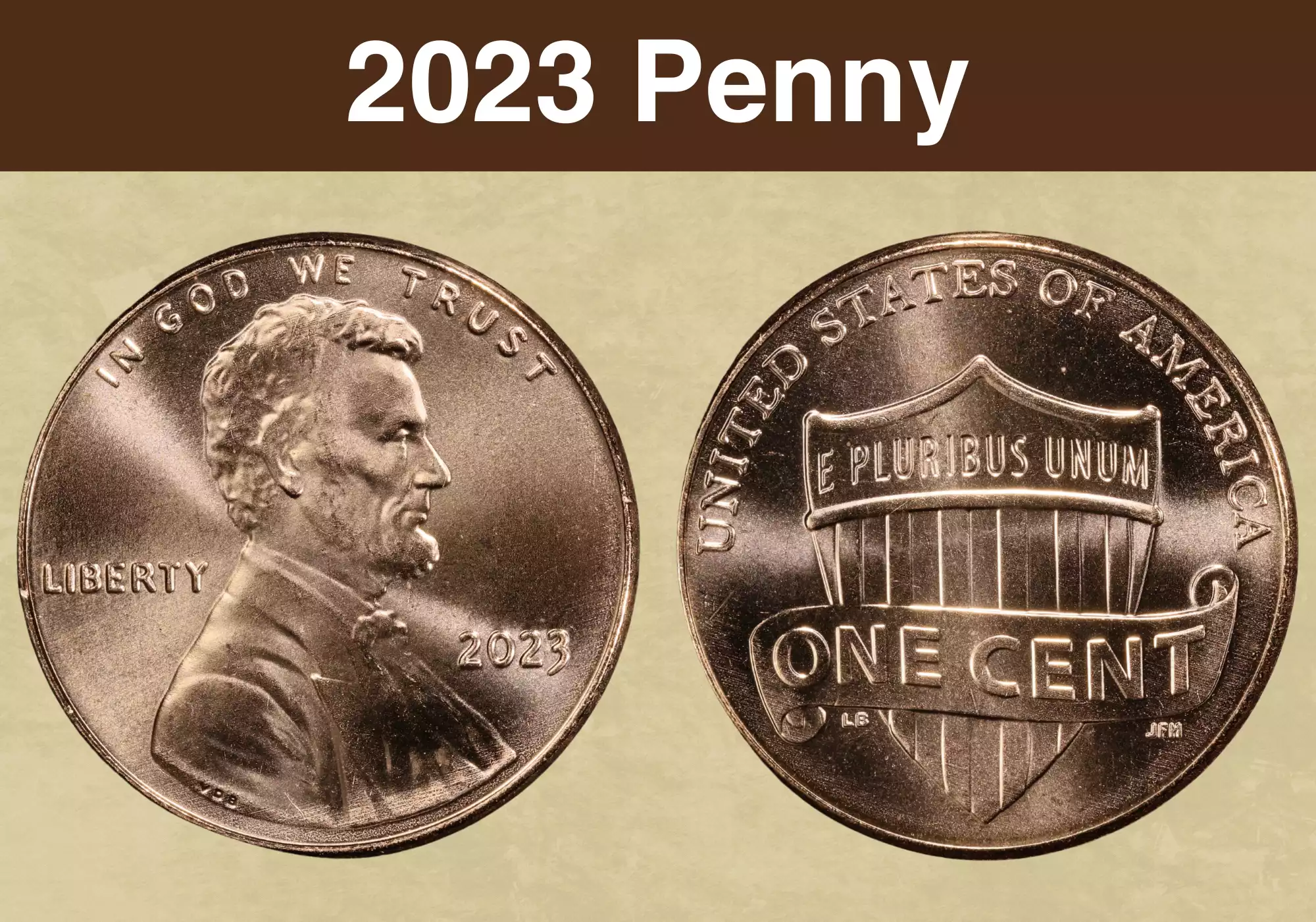 2023 Lincoln Shield penny obverse and reverse showing bright red mint luster