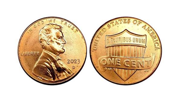 Comparison of normal 2023 penny VDB initials vs Extra V VDBV variety under magnification