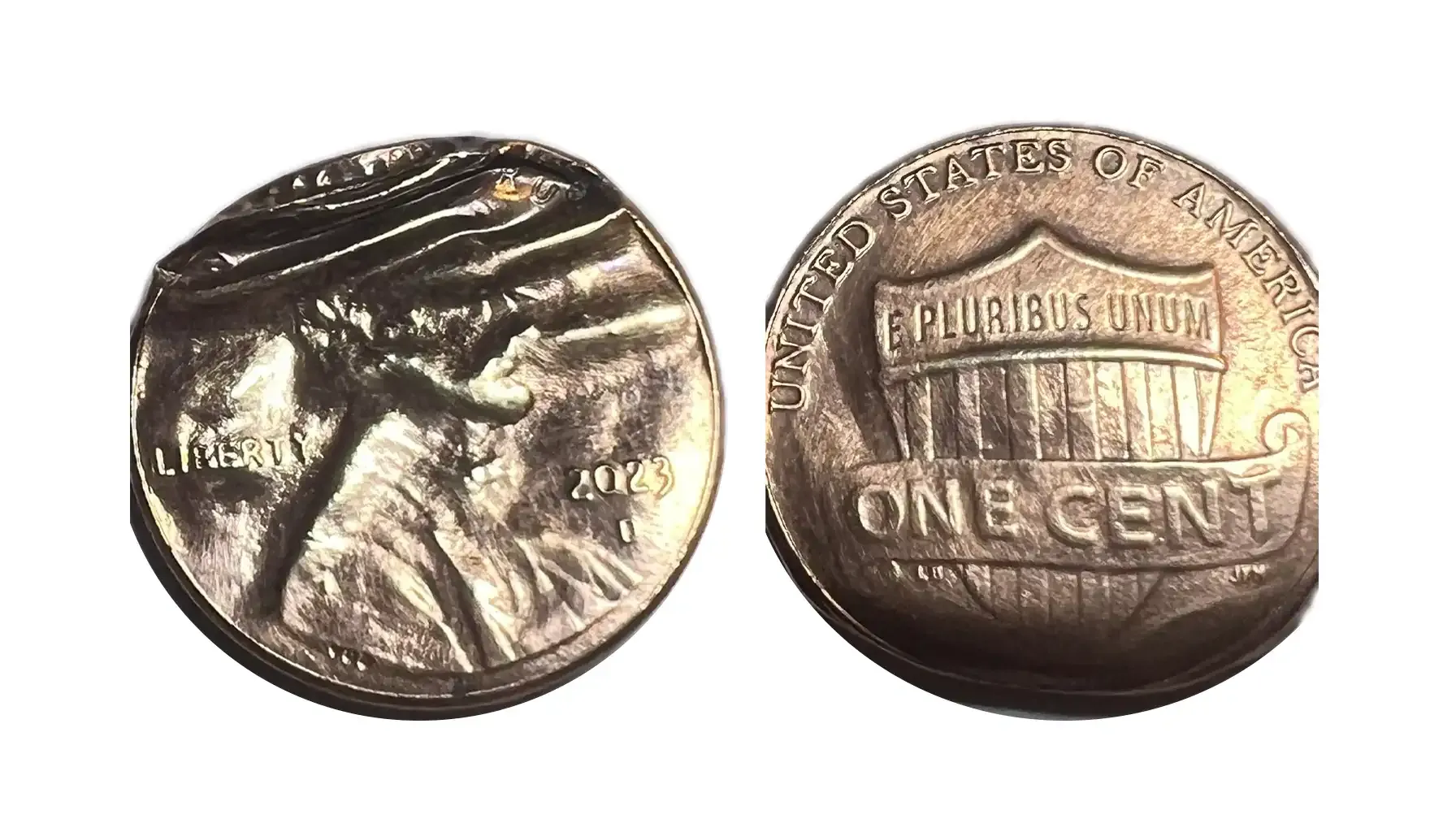 2023 penny broadstrike error showing coin struck without collar appearing wider than normal with weak rim